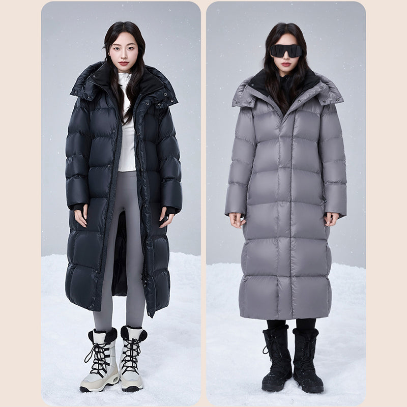 Unisex Leisure Loose Long Down Jacket White Duck Down Fashion Outerwear Men/Women Winter Outdoor Thick Warm Puffer Coat Hooded