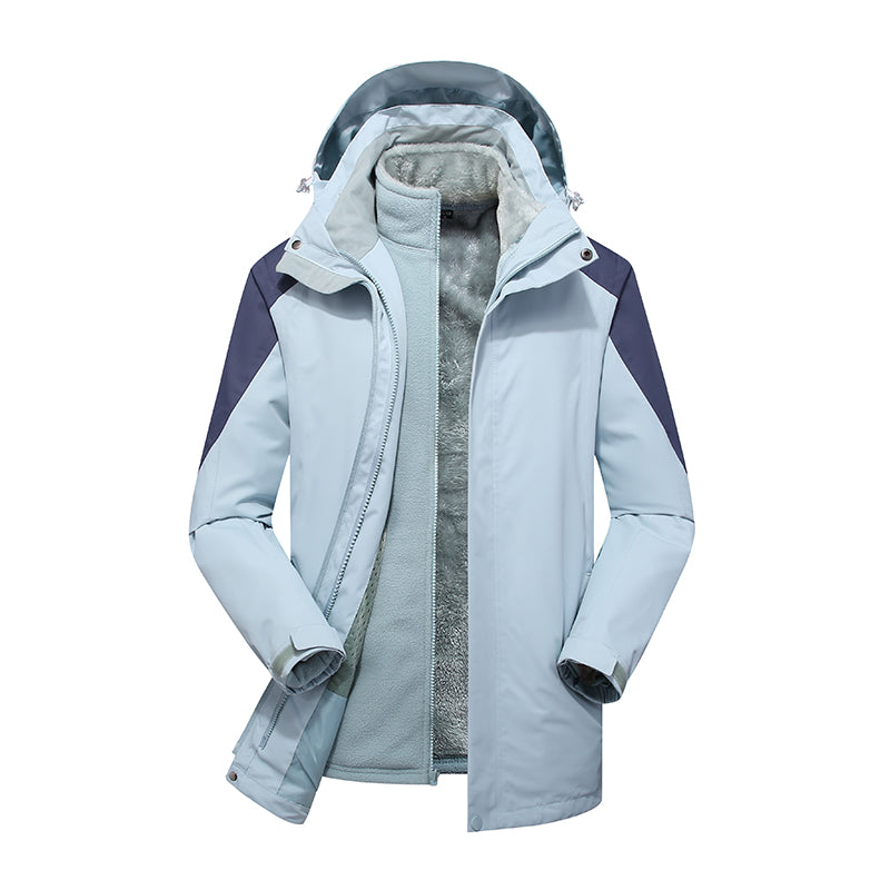 Mens Leisure 3 In 1 Sports Jacket Autumn Winter Plush Warm Inner Lining Coat Outdoor Mountaineering Skiing Fashion Outerwear