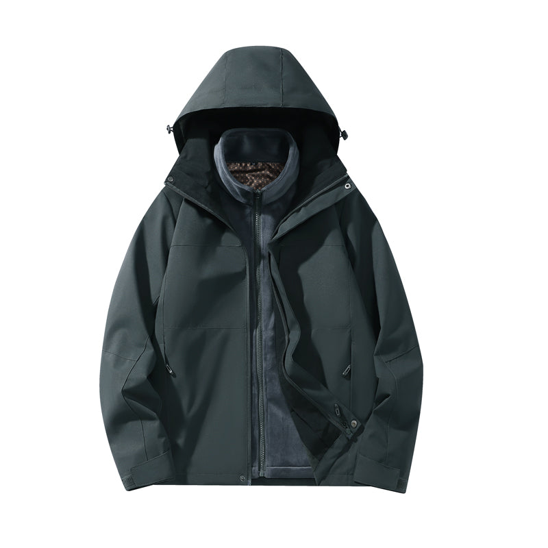 Mens Leisure 3 In 1 Sports Jacket Autumn Winter  Warm Inner Lining Coat Outdoor Hiking Camping Windproof Utility Outerwear