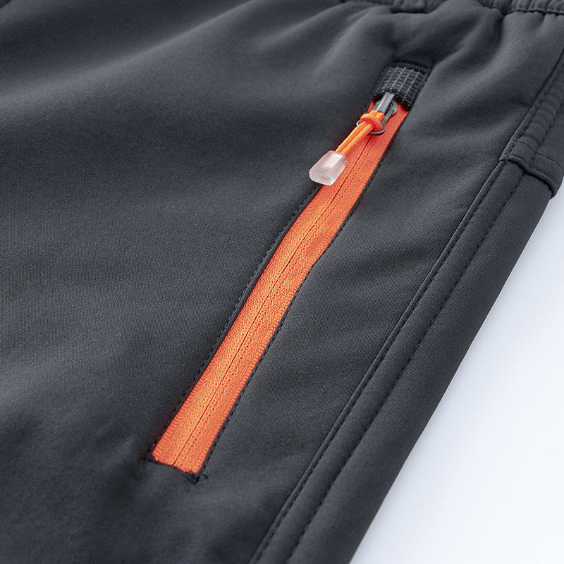 Men's Camping Hiking Overalls Outdoor Sports Elastic Waist Travel Trousers Autumn Winter Fleece Warm Comfortable Casual Pants