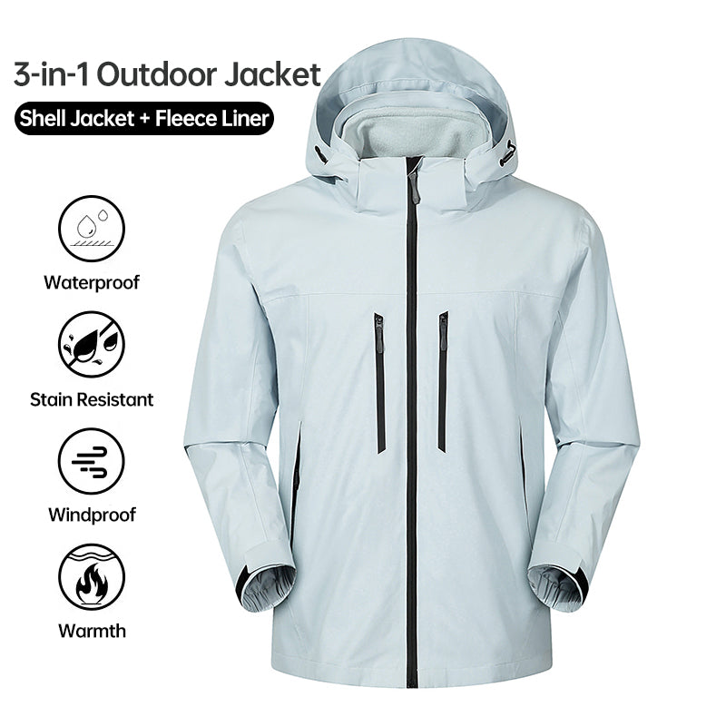 Unisex Outdoor Sports 3 In 1 Jacket Autumn Winter Plush Warm Inner Lining Coat Men/Women Windproof Skiing Snowboarding Outerwea