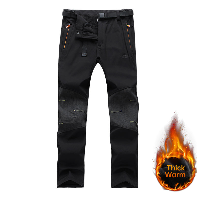 Men's Autumn Winter Fleece Warm Long Pants Thick Comfortable Casual Overalls Outdoor Sports Waterproof Softshell Trousers