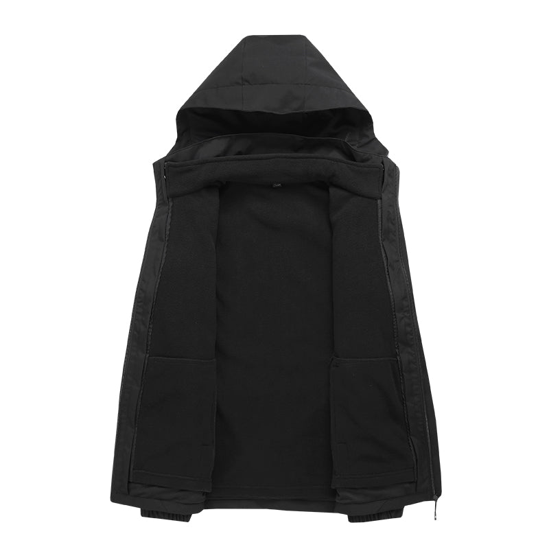 Men's Fashion 3 In 1 Jacket Outdoor Travel Sports Detachable Hat Coat Autumn Winter Plush Warm Inner Lining Utility Outerwear