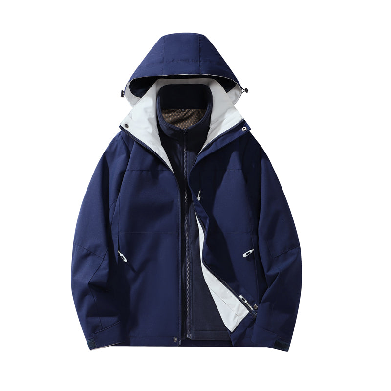 Mens Leisure 3 In 1 Sports Jacket Autumn Winter  Warm Inner Lining Coat Outdoor Hiking Camping Windproof Utility Outerwear