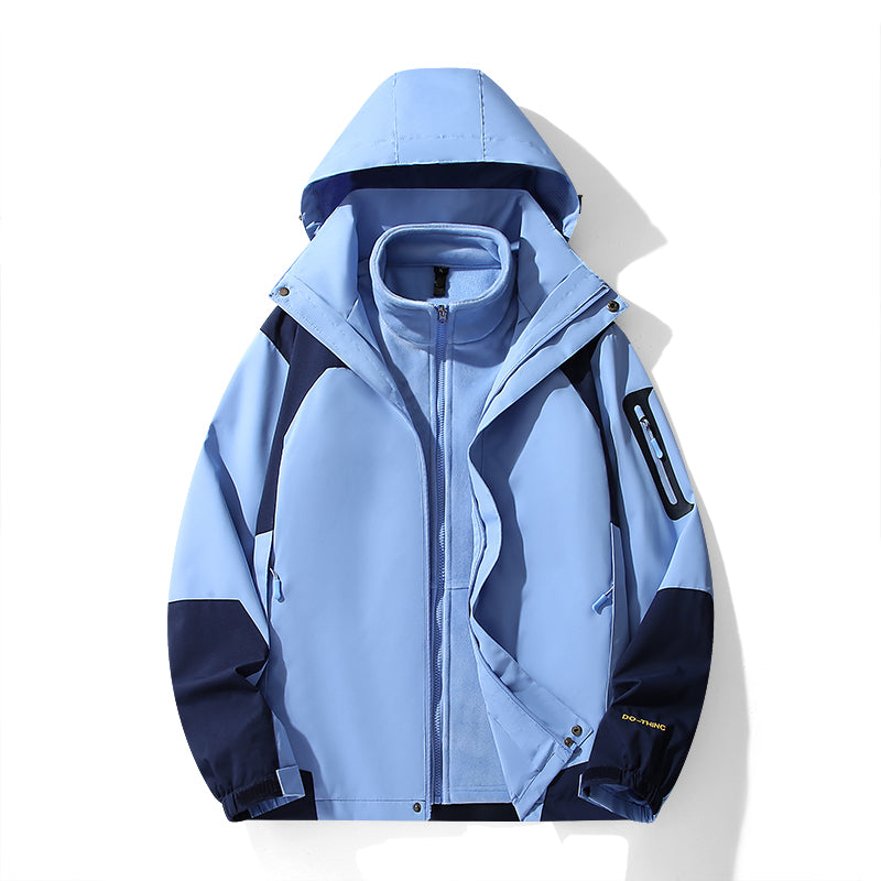 Unisex Casual 3 In 1 Fleece Jacket Autumn Winter Warm Inner Lining Coat Outdoor Men/Women Hiking Camping Utility Outerwear