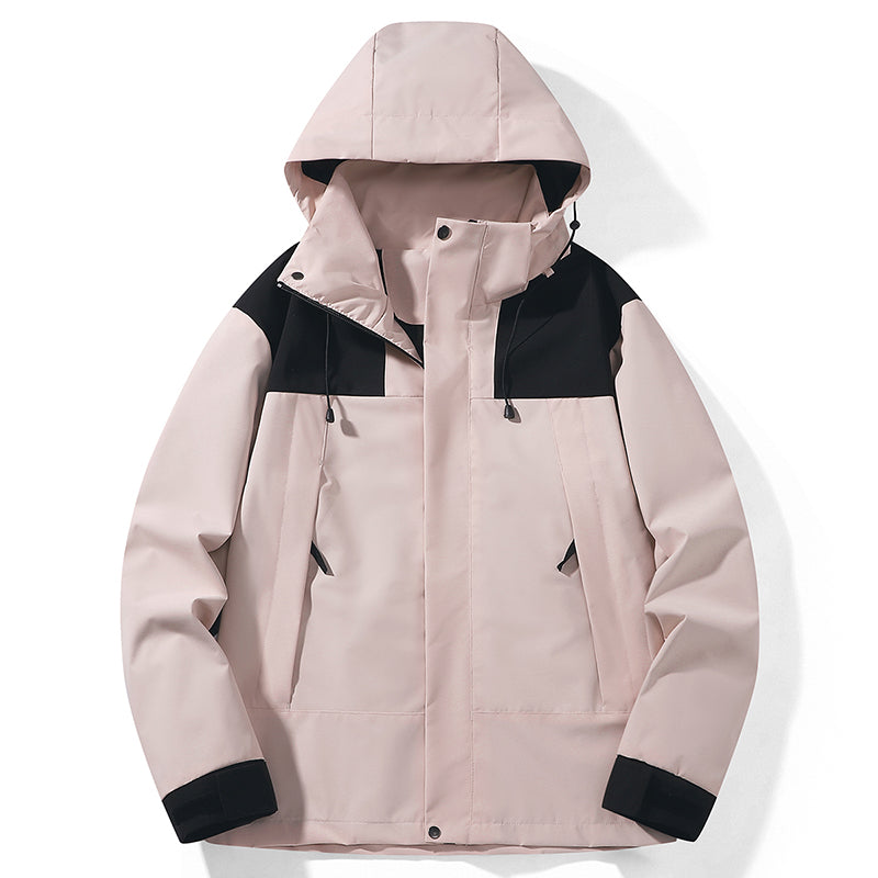 Unisex Casual Jacket Outdoor Waterproof 2633Hooded Windbreaker Utility Outerwear Men/Women Hiking Camping Windproof Light Clothes