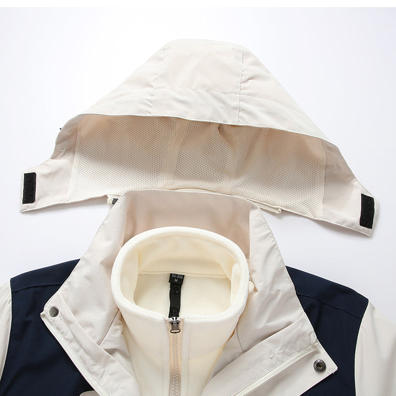 Unisex Casual 3 In 1 Fleece Jacket Autumn Winter Warm Inner Lining Coat Outdoor Men/Women Hiking Camping Utility Outerwear