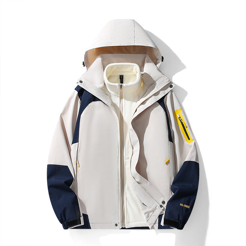 Unisex Casual 3 In 1 Fleece Jacket Autumn Winter Warm Inner Lining Coat Outdoor Men/Women Hiking Camping Utility Outerwear